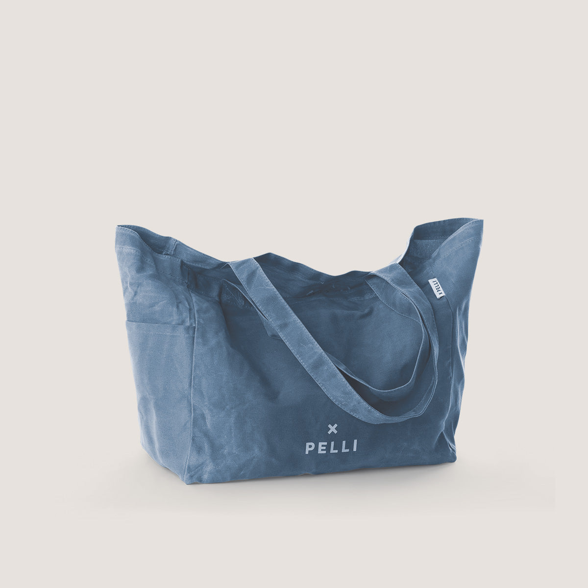 Waxed Canvas Tote Bag in Dusty Blue