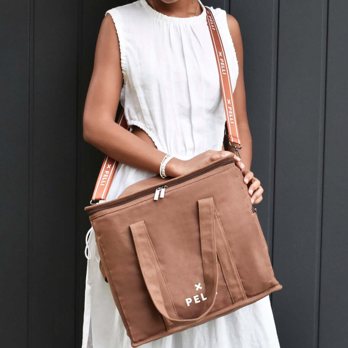 OUTLET - Chill Homie Crossbody - Waxed Canvas Large Cooler Bag with Shoulder Strap in Cinnamon Stick