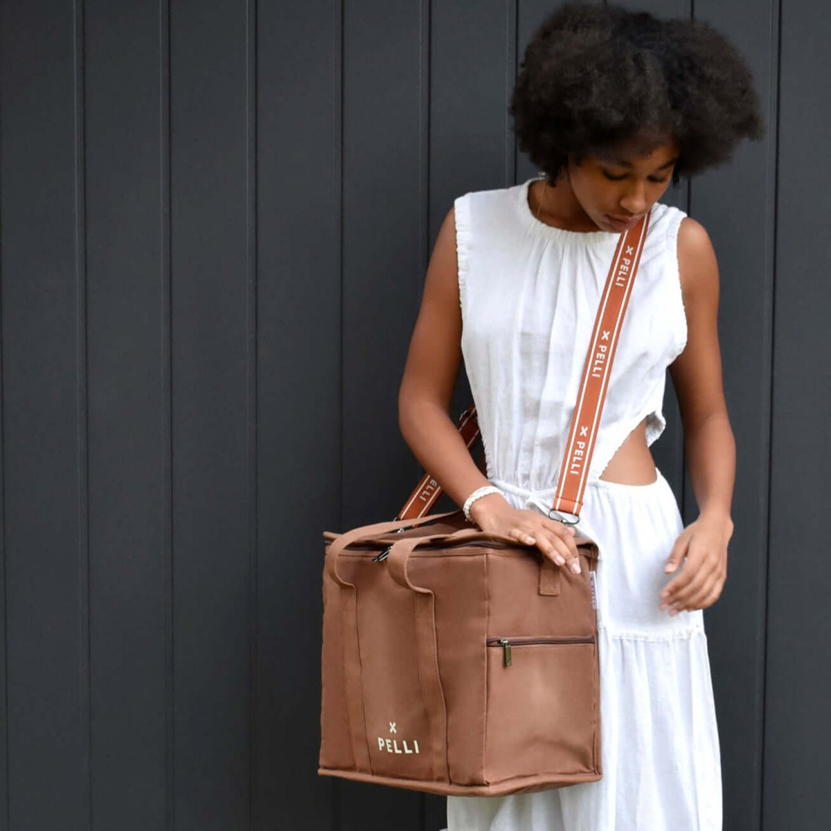 OUTLET - Chill Homie Crossbody - Waxed Canvas Large Cooler Bag with Shoulder Strap in Cinnamon Stick