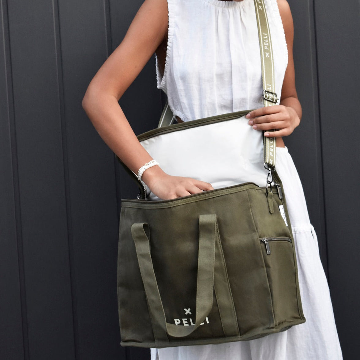 Chill Homie Crossbody Waxed Canvas Large Cooler Bag - Burnt Olive Green