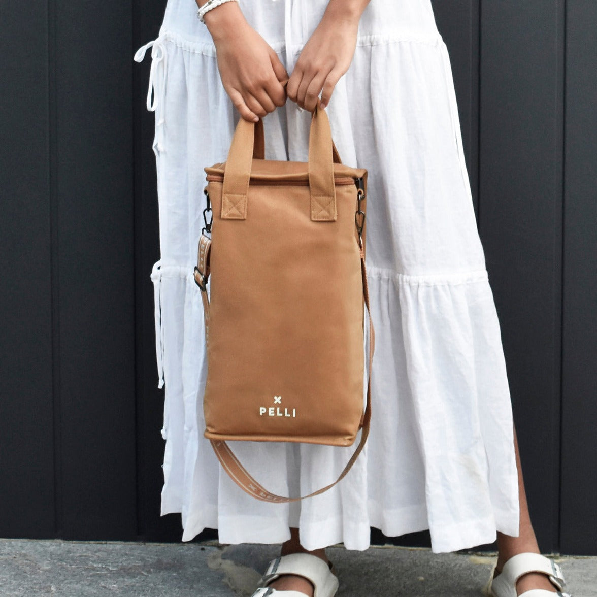 On the Grapevine Waxed Canvas Wine Cooler Bag - Ginger