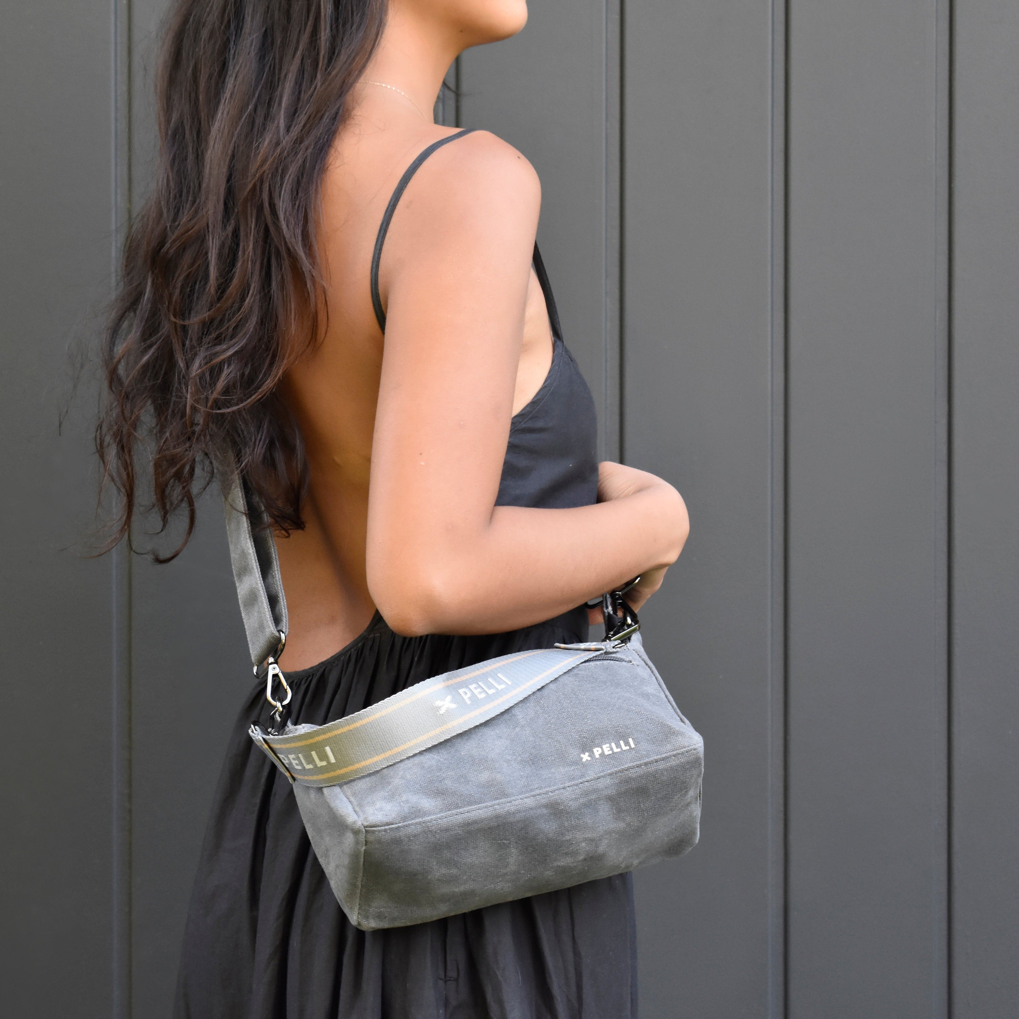 The Wanderer Waxed Canvas Crossbody Bag - Charcoal Grey