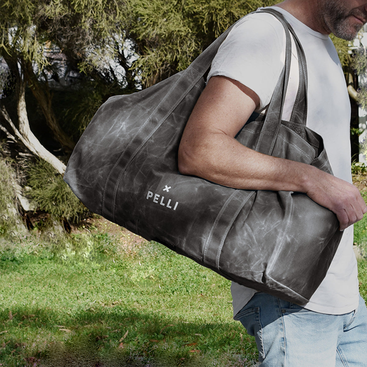 Beachy Keen Waxed Canvas Beach Bag - Charcoal Grey