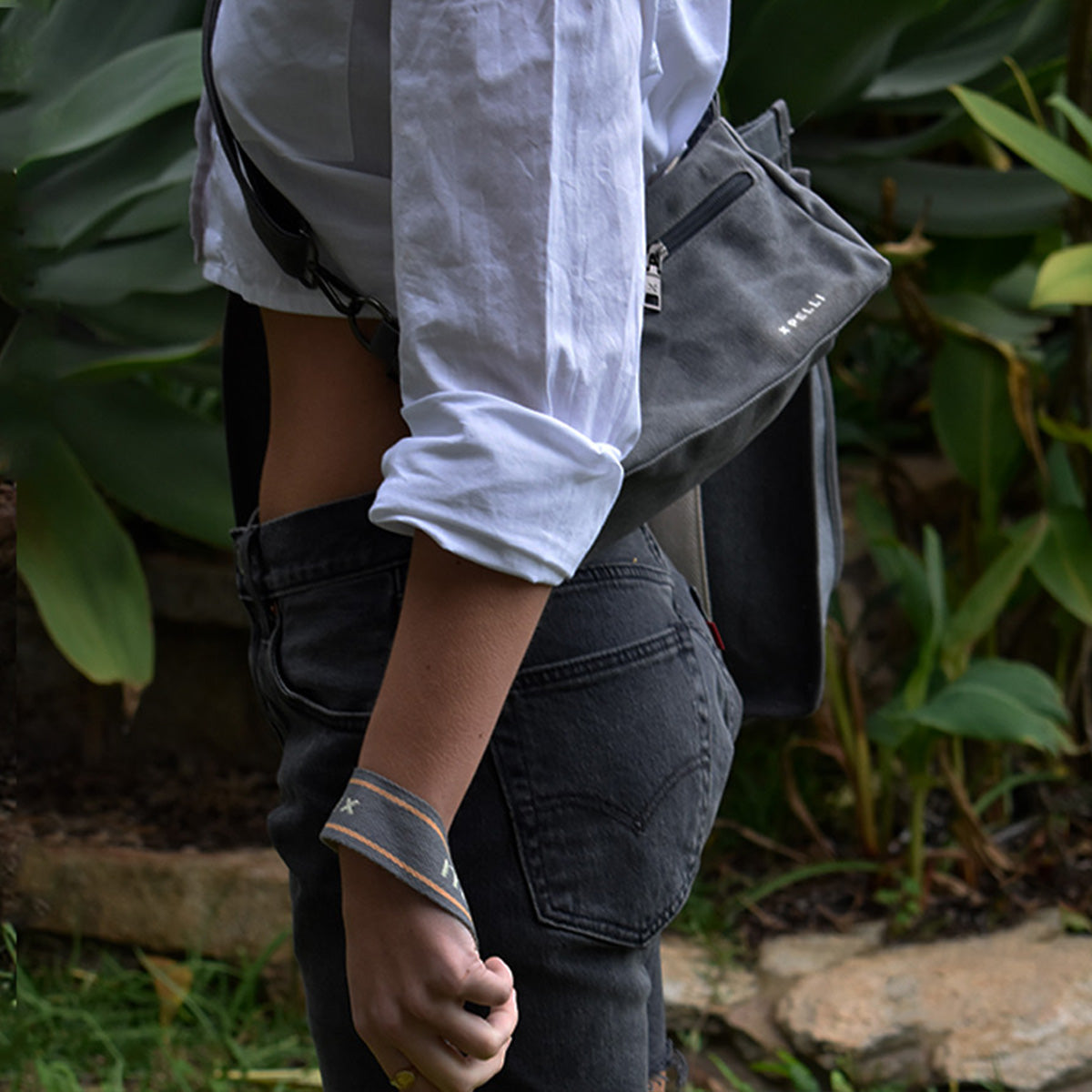 The Wanderer Waxed Canvas Crossbody Bag - Charcoal Grey