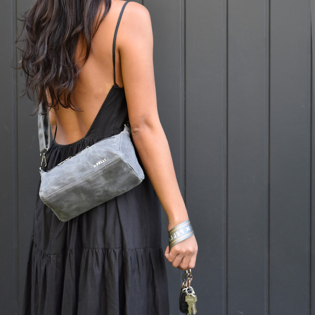 The Wanderer Waxed Canvas Crossbody Bag - Charcoal Grey