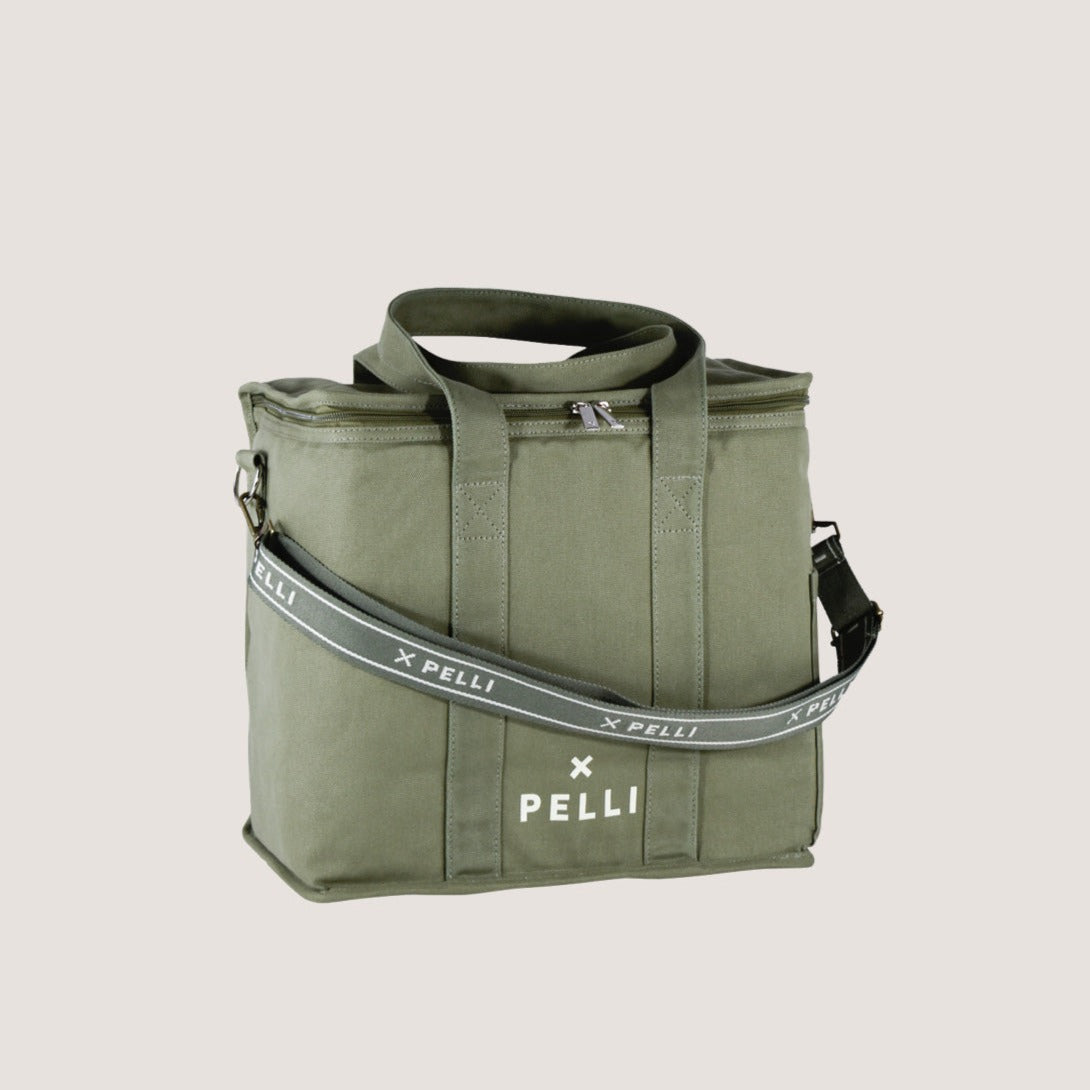 OK Chill Crossbody - Canvas Medium Cooler Bag with Shoulder Strap in Eucalyptus Green