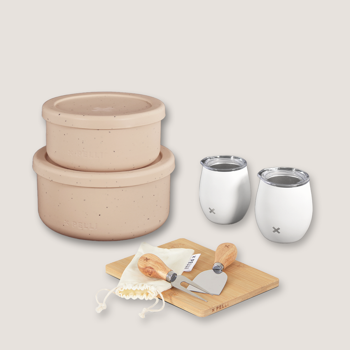 Silicone Bento, Board, Knife and Tofu Tumbler Set