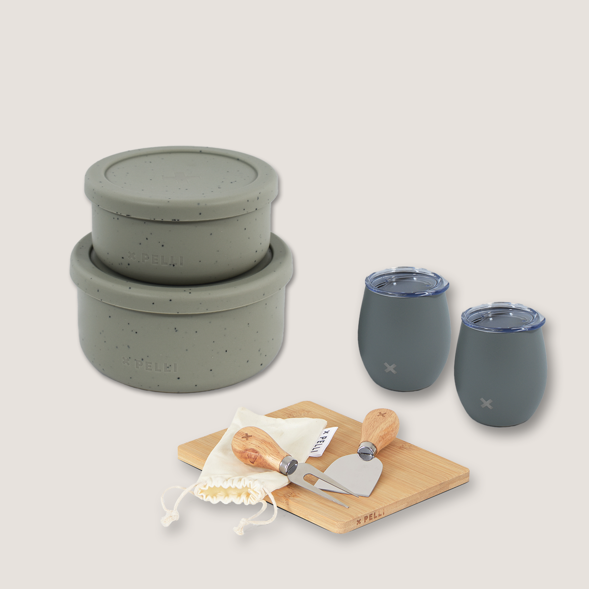 Silicone Bento, Board, Knife and Putty Tumbler Set