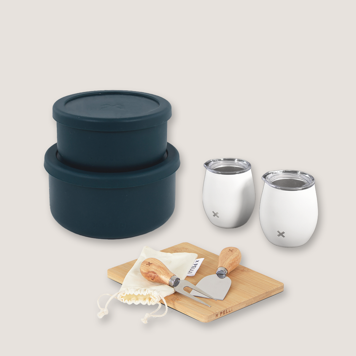 Silicone Bento, Board, Knife and Tofu Tumbler Set