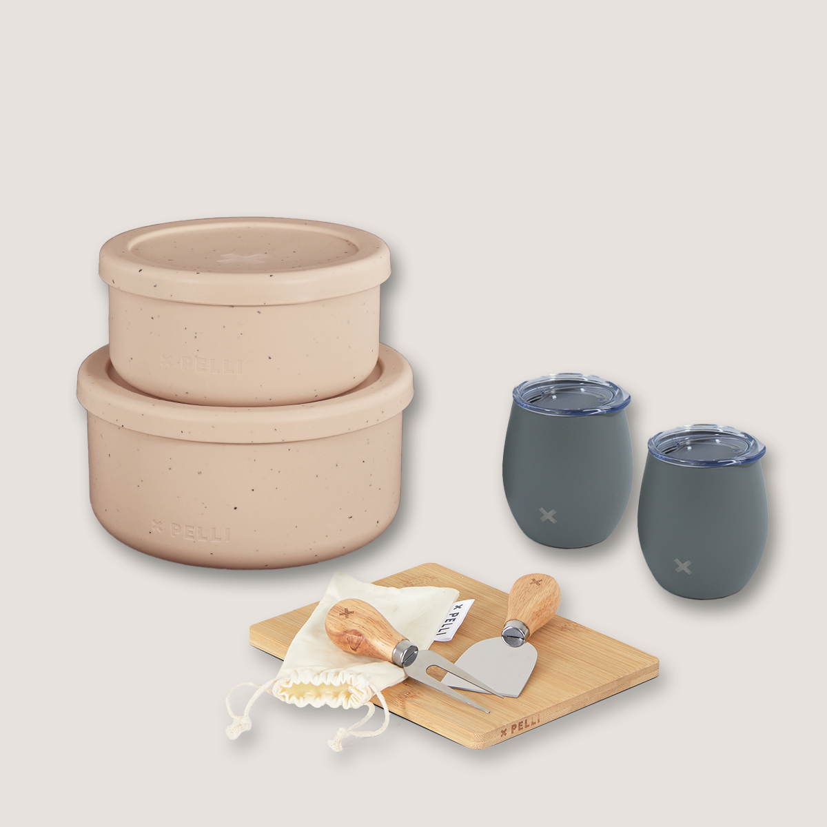 Silicone Bento, Board, Knife and Putty Tumbler Set