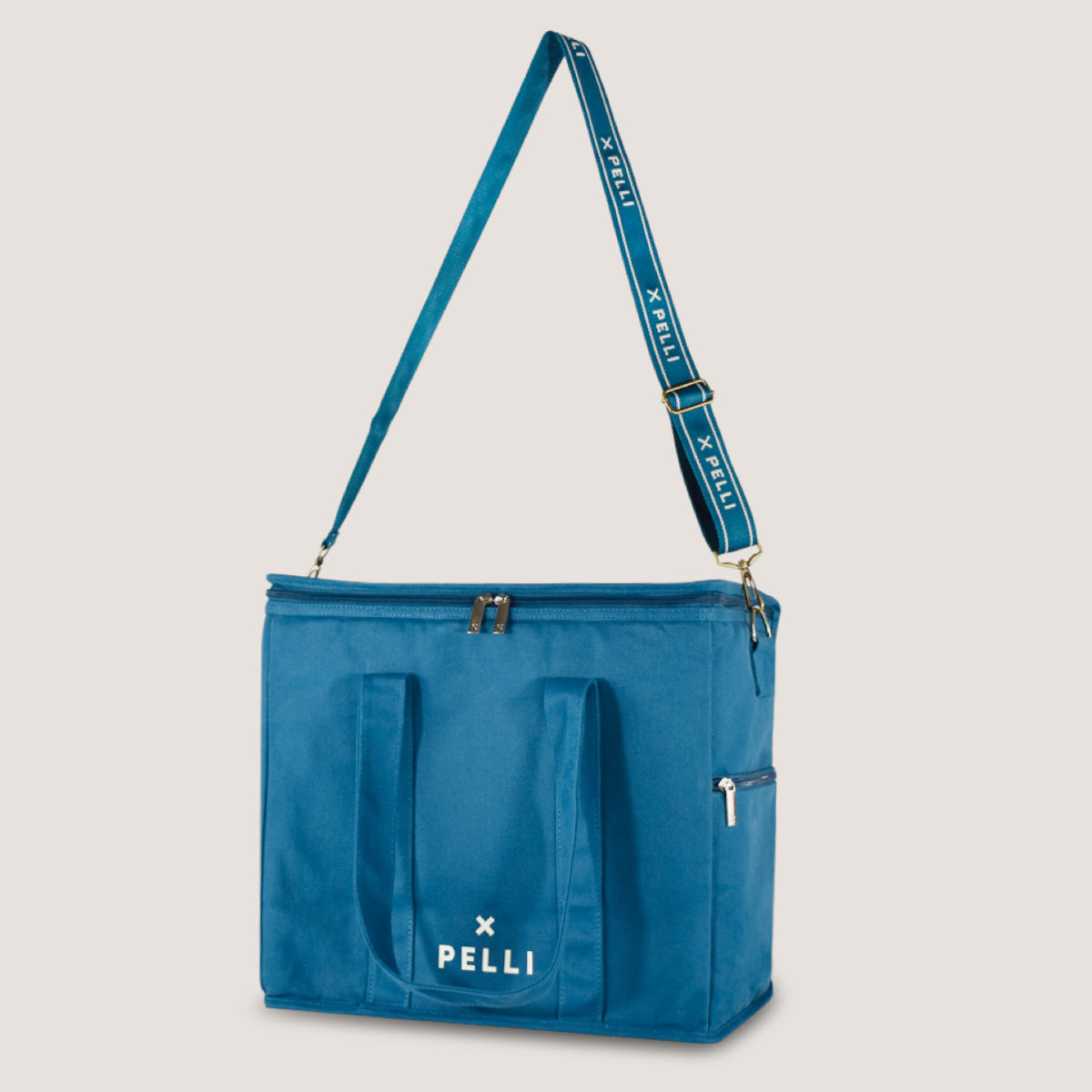 Chill Homie Crossbody -  Canvas Large Cooler Bag with Shoulder Strap in Dark Teal Blue