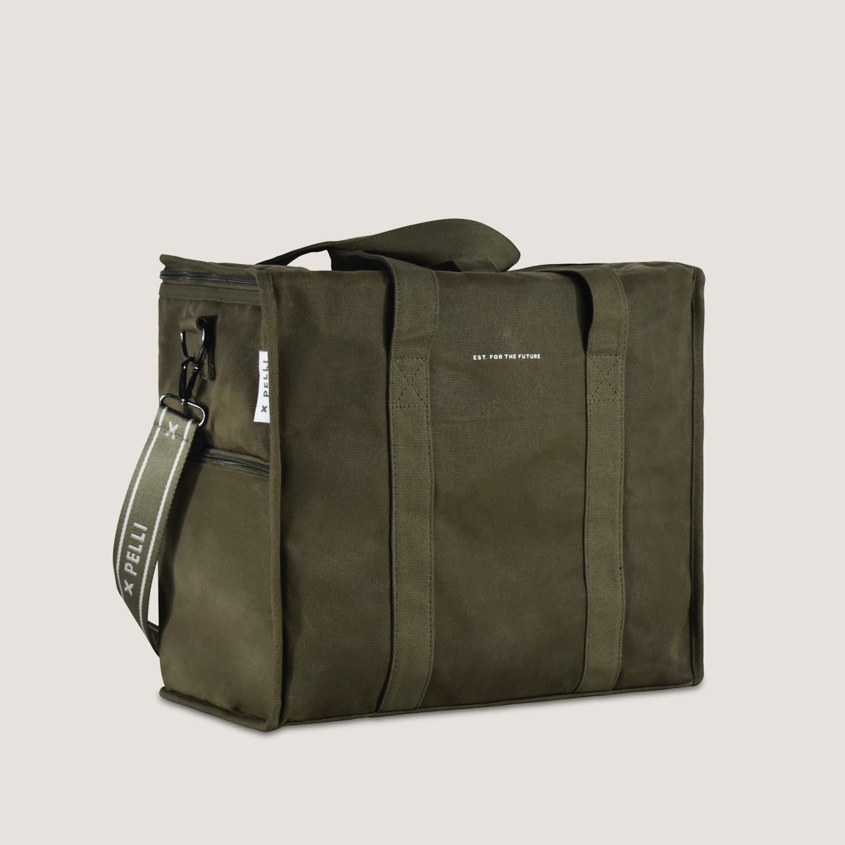 Chill Homie Crossbody Waxed Canvas Large Cooler Bag - Burnt Olive Green
