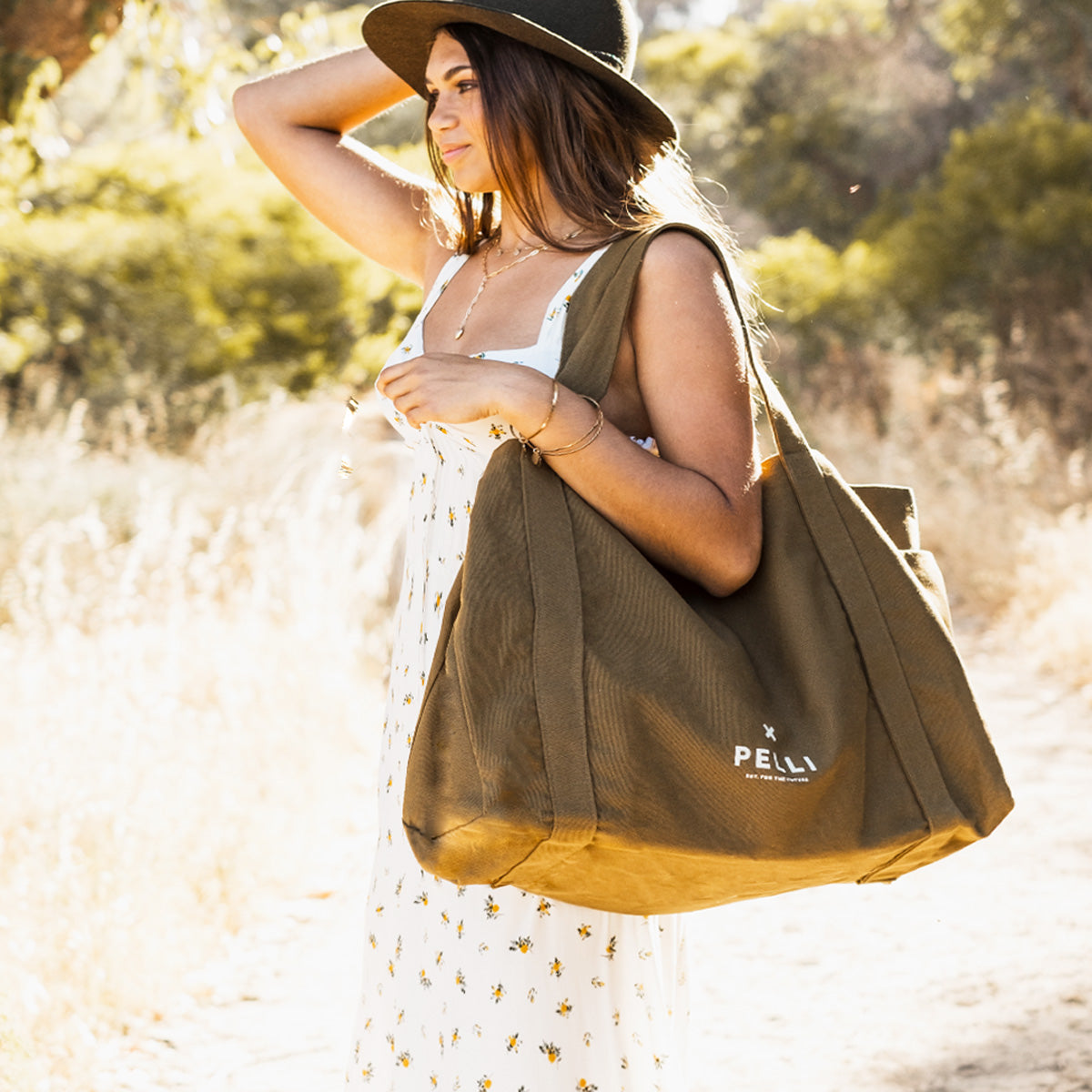 Beachy Keen Waxed Canvas Beach Bag - Chai Tea