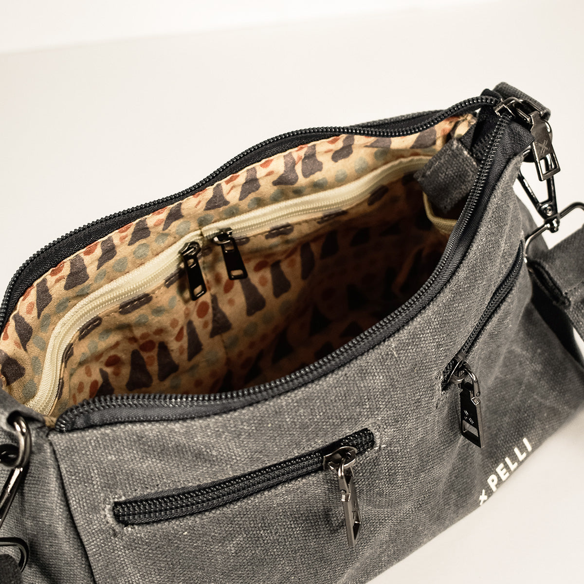The Wanderer Waxed Canvas Crossbody Bag - Charcoal Grey