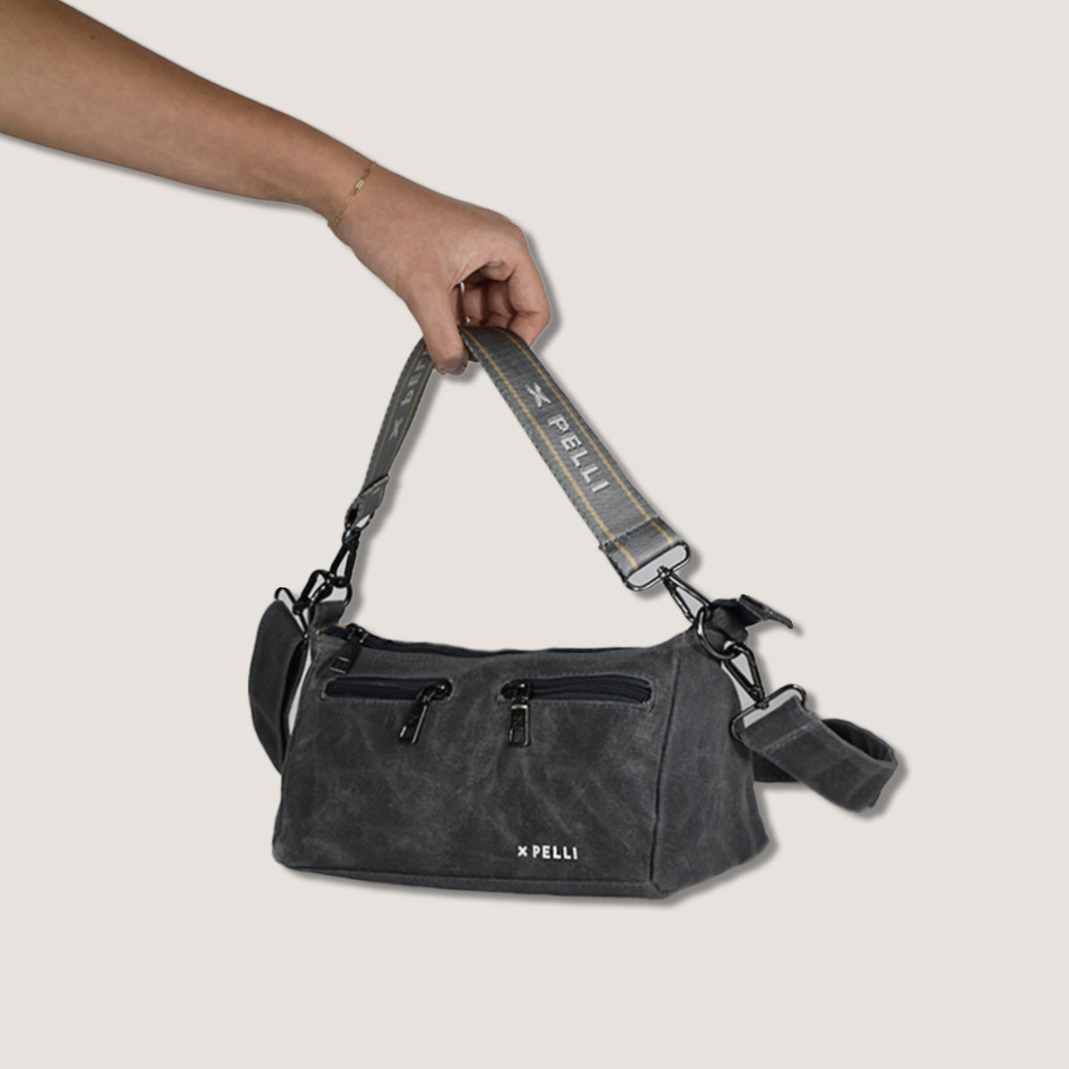 The Wanderer Waxed Canvas Crossbody Bag - Charcoal Grey