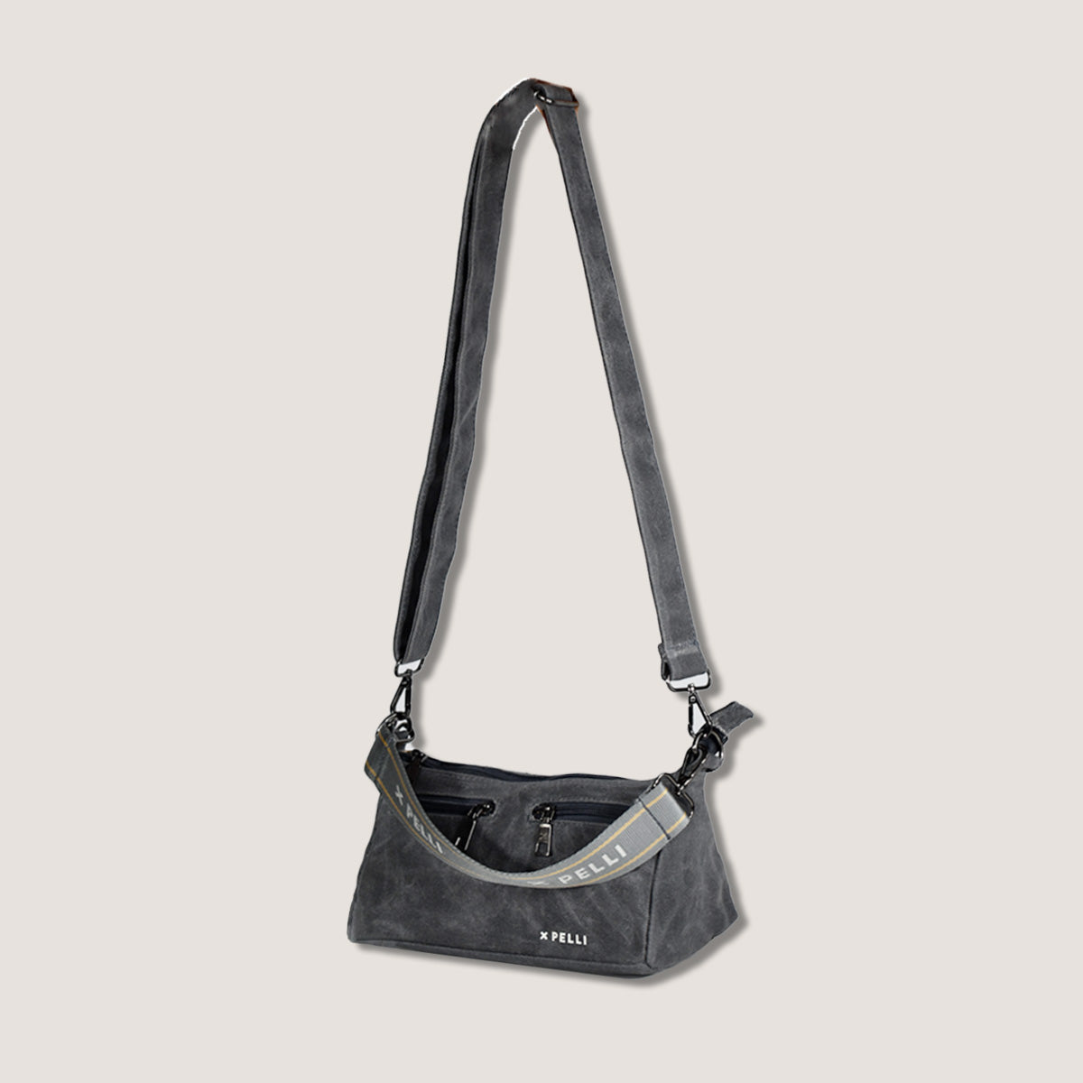 The Wanderer Waxed Canvas Crossbody Bag - Charcoal Grey