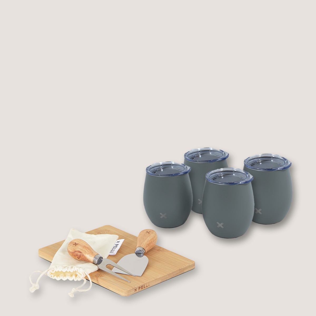 Board, Knife and Tumbler Set - Four Person