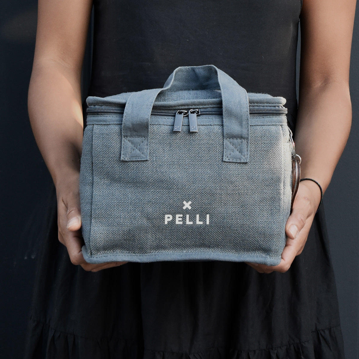 Lunch Squared Jute Square Lunch Bag - Charcoal Grey