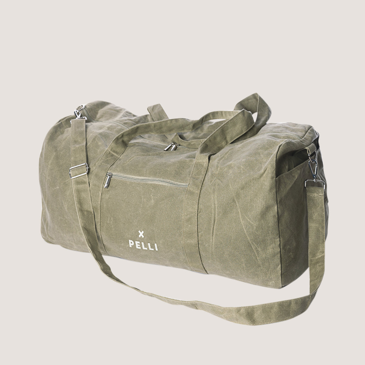 Medium Waxed Canvas Duffle Bag - Moss Green