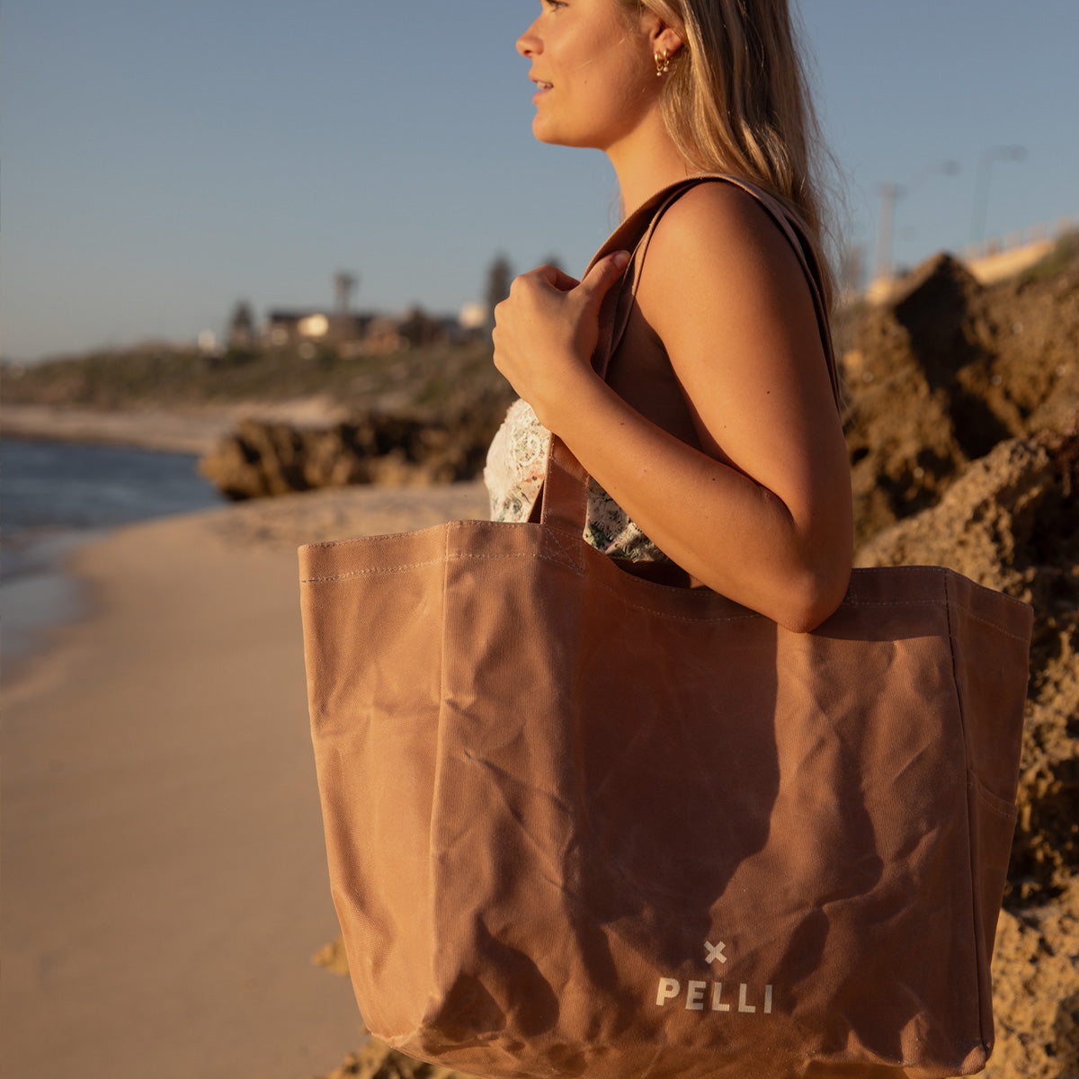 womens tote bag on blush pink